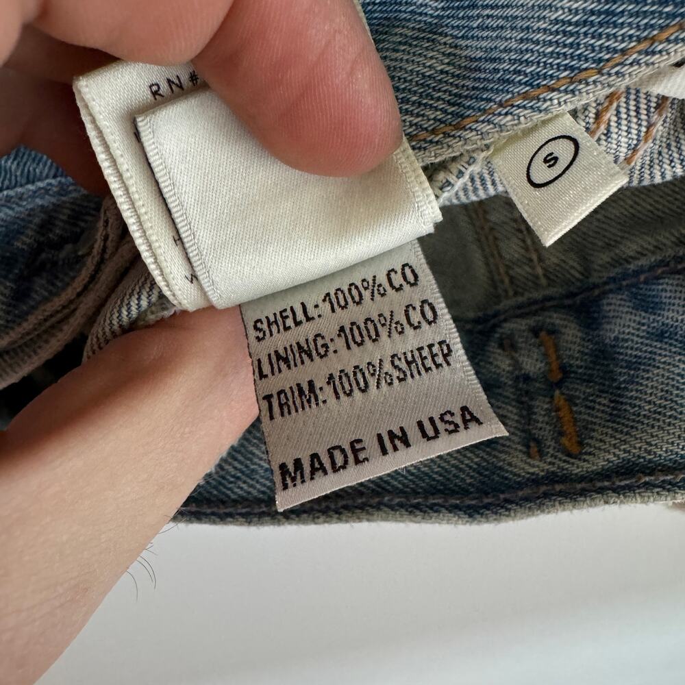 GRLFRND Daria Shearling Trim Oversized Denim Trucker Jean Jacket Size Small - Picture 8 of 8